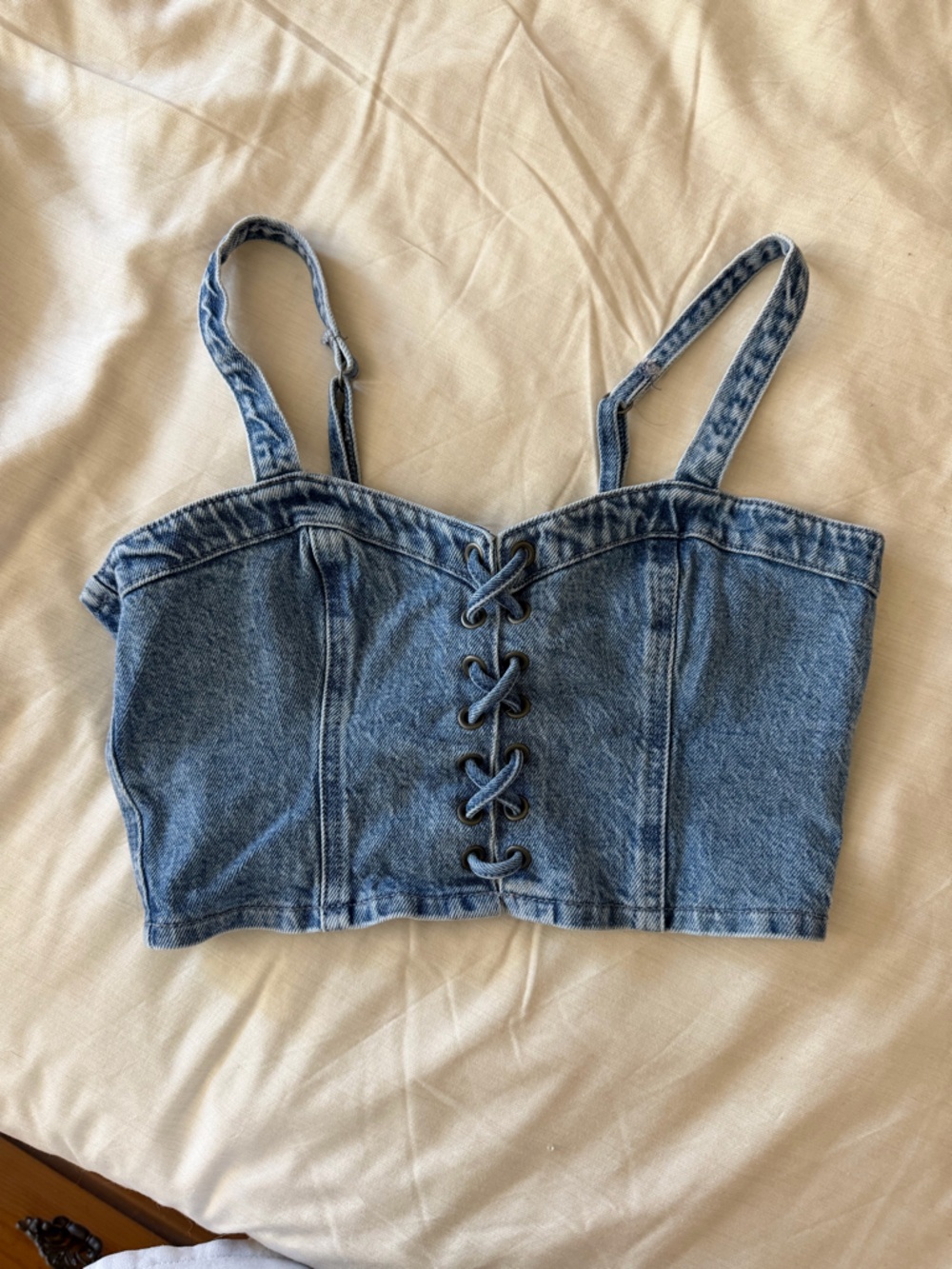 Hollister Denim Lace-Up Crop Top